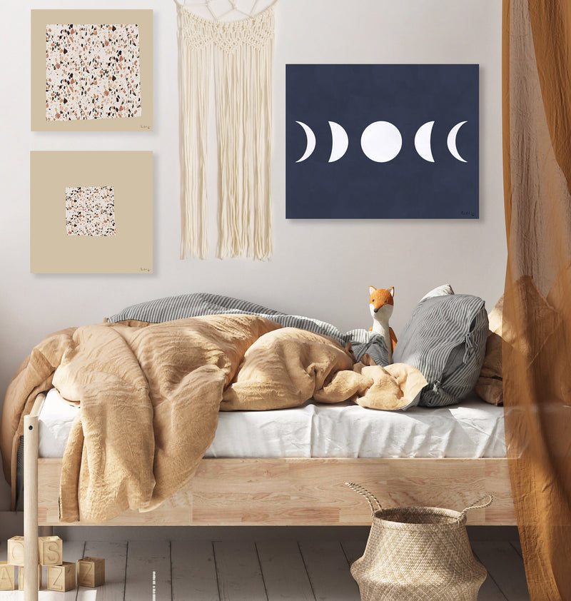 Moon Phases (White) (Navy) by Rudie Lee