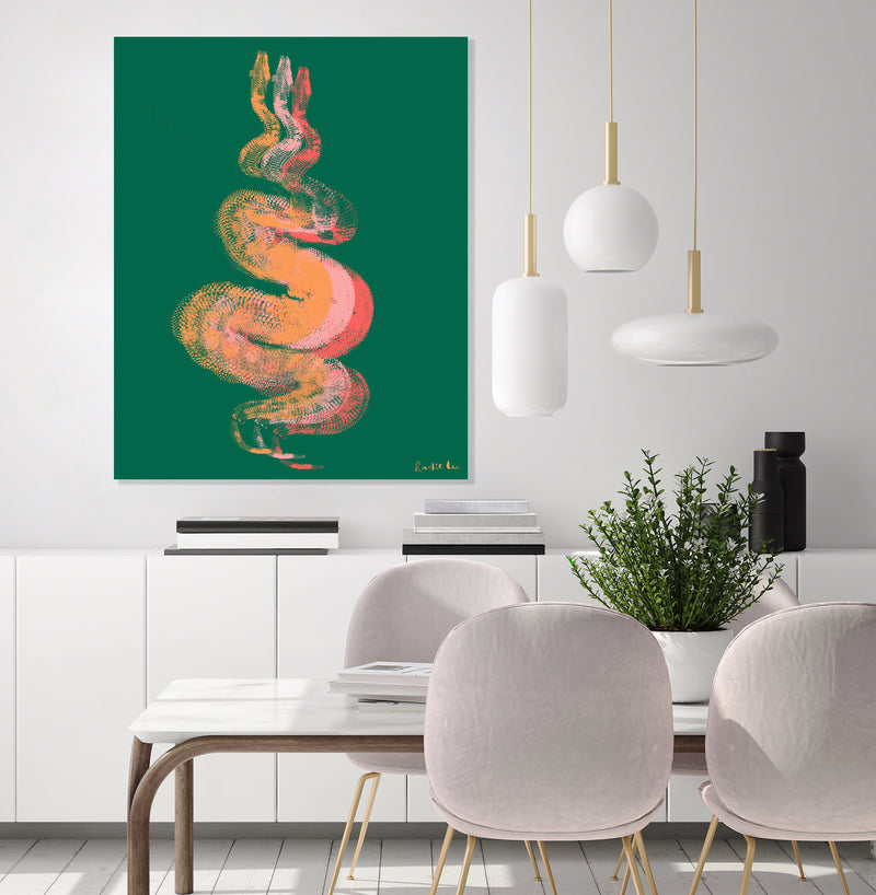 Python Gyotaku No. 01 (Corals Green) by Rudie Lee