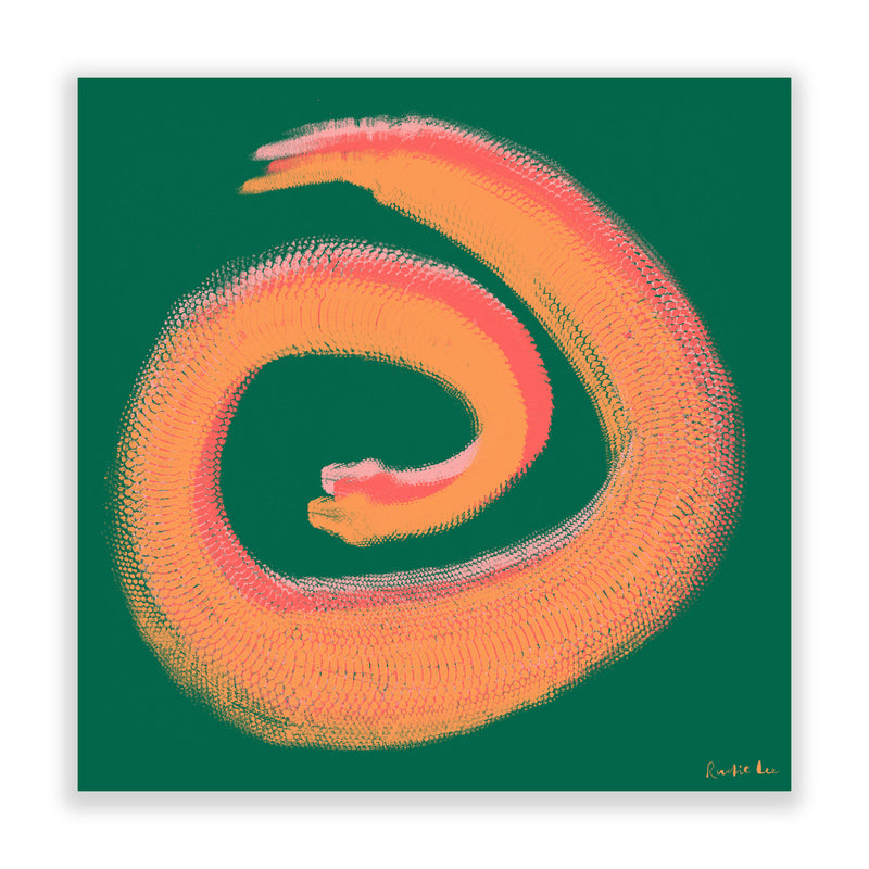 Python Gyotaku No. 02 (Corals Green) by Rudie Lee