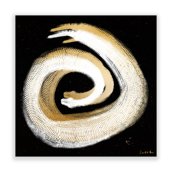 Python Gyotaku No. 02 (Golds Black) by Rudie Lee