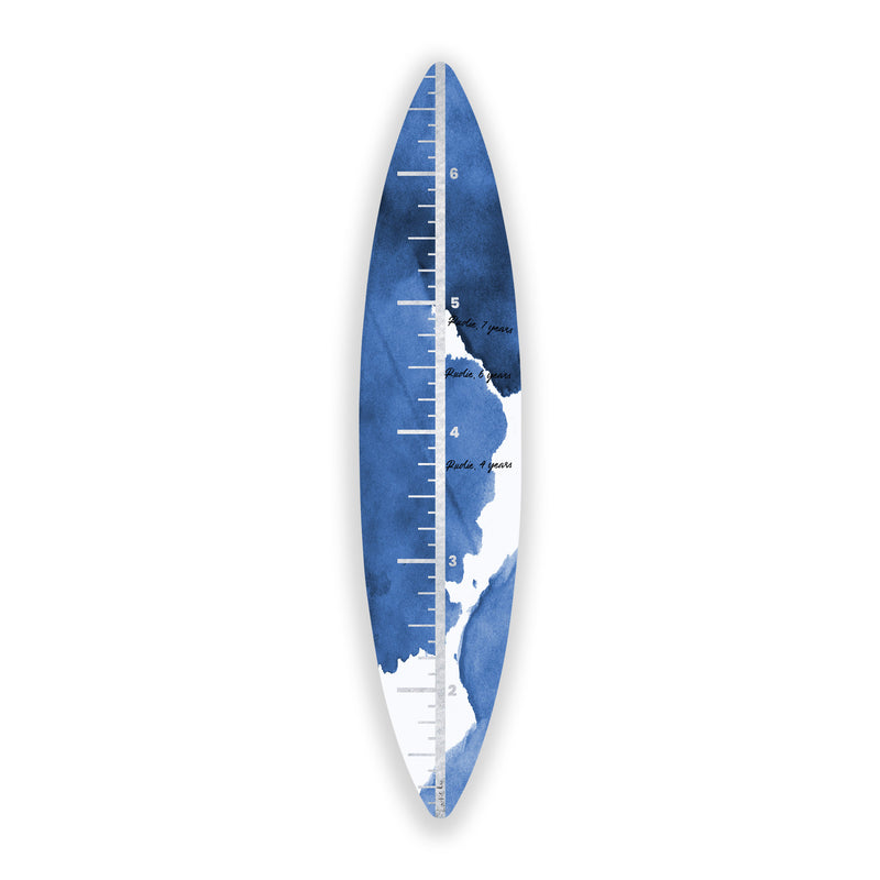 Surfboard Growth Chart (Indigo Waves No. 03) art piece printed on 15 x 70 in by Rudie Lee