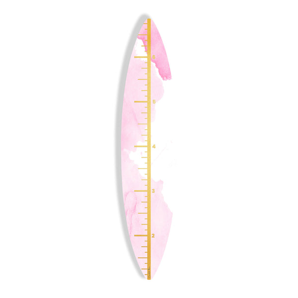 Surfboard Growth Chart (Pink Waves No. 01) art piece printed on 15 x 70 in by Rudie Lee