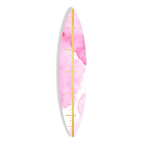 Surfboard Growth Chart (Pink Waves No. 03) art piece printed on 15 x 70 in by Rudie Lee