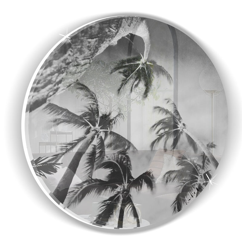 Swaying Palms (BW Circle) by Rudie Lee